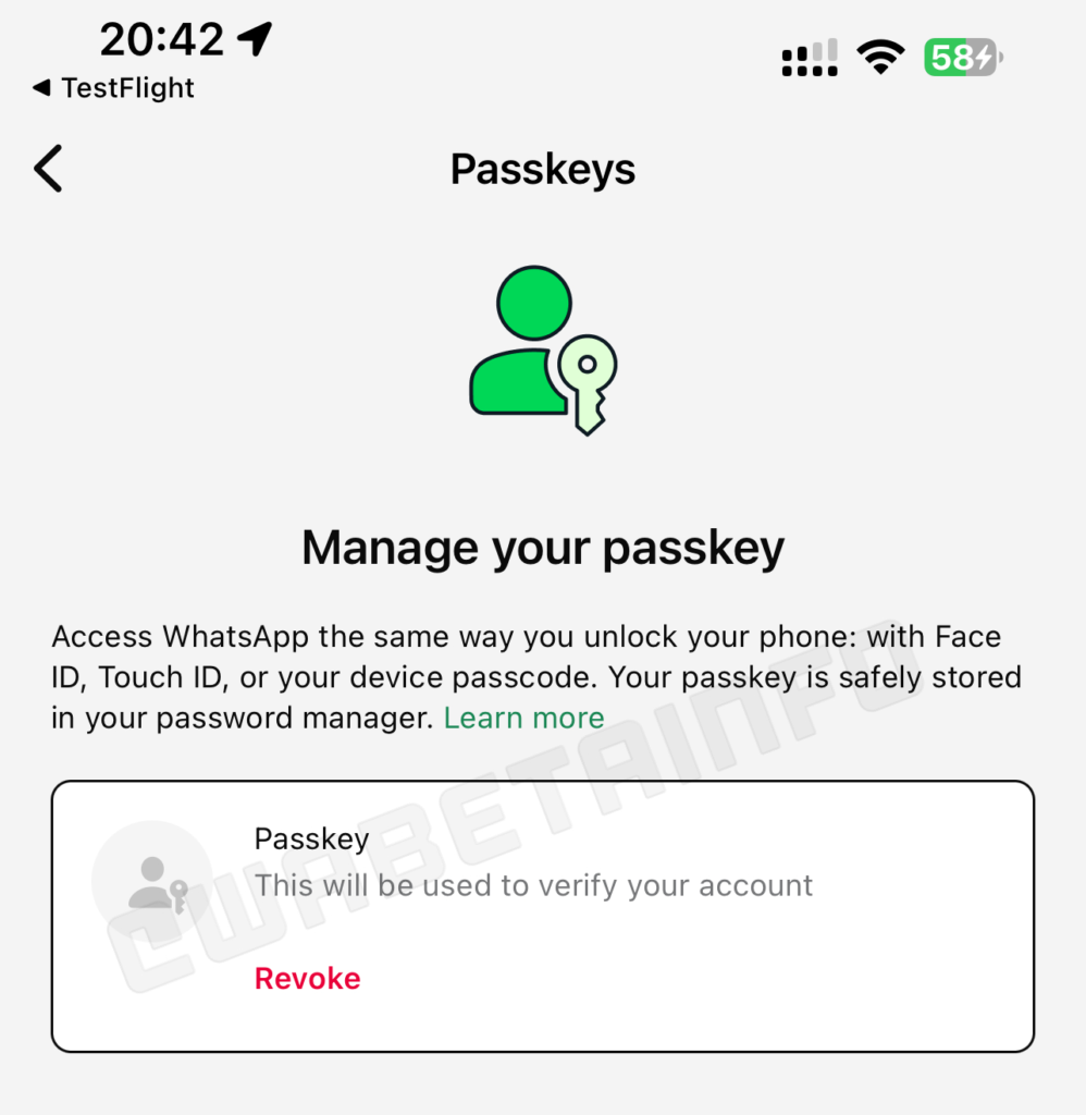 WhatsApp Passkey Feature for iOS